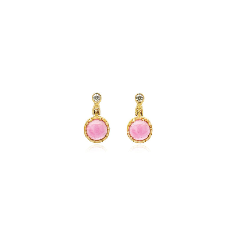 Hinged Pink Tourmaline and Diamond Earrings