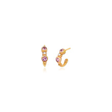 Pink Sapphire and Diamond Stud Hoops