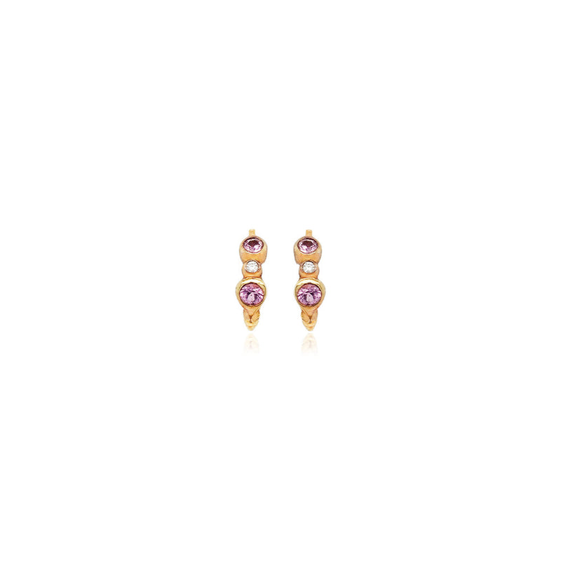 Pink Sapphire and Diamond Stud Hoops