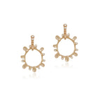 hinged hoop earrings with shell circle drops