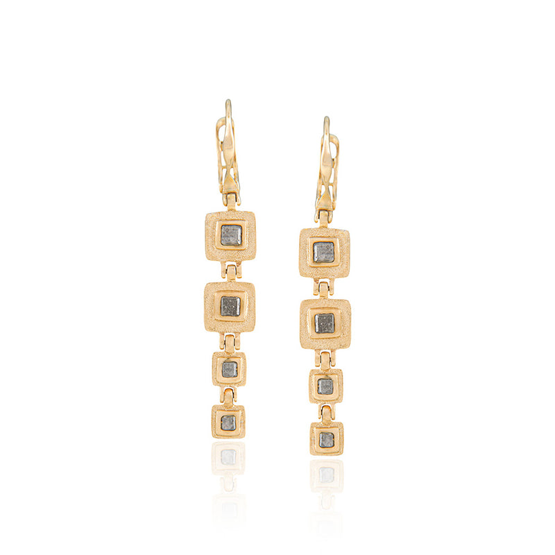 Square Hinged Earrings with Lever Backs