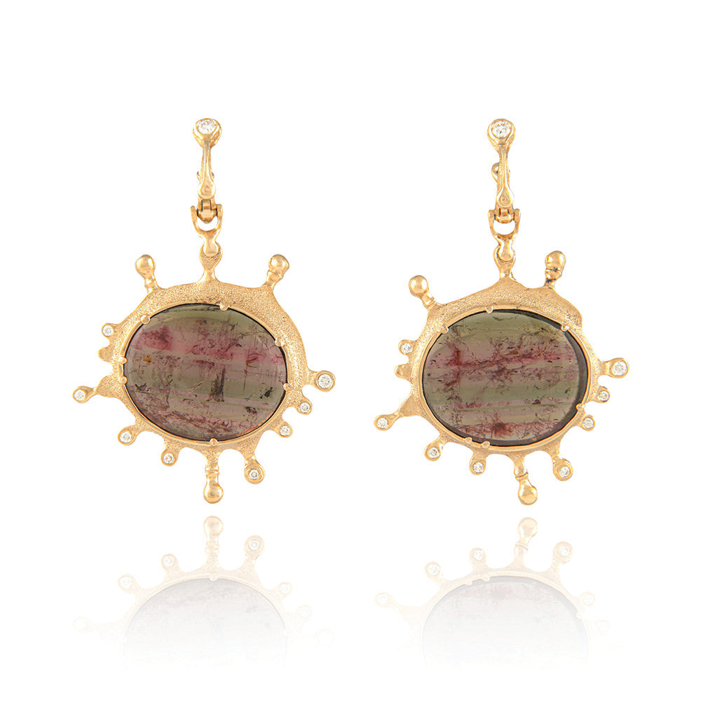 watermelon tourmaline earrings, embracce