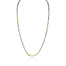 Long "Windows" Necklace with Grey Diamond Square Beads