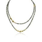 Long "Windows" Necklace with Grey Diamond Square Beads