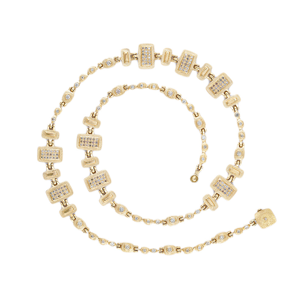 Segmented necklace with champangne diamonds