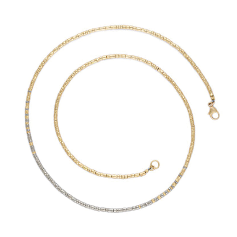 Hinged Beaded Necklace in Palladium and 18K
