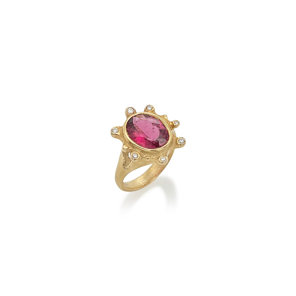 Large Pink Tourmaline Coral Ring