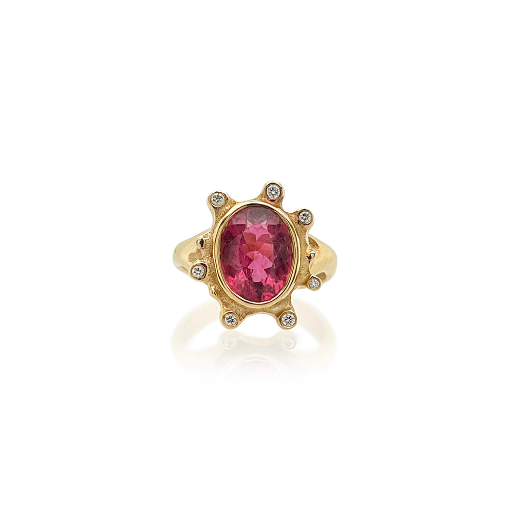 pink tourmaline coral ring