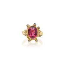 pink tourmaline coral ring
