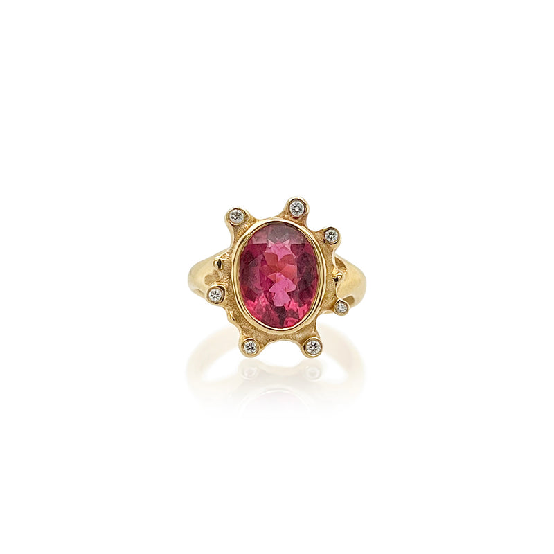 Large Pink Tourmaline Coral Ring
