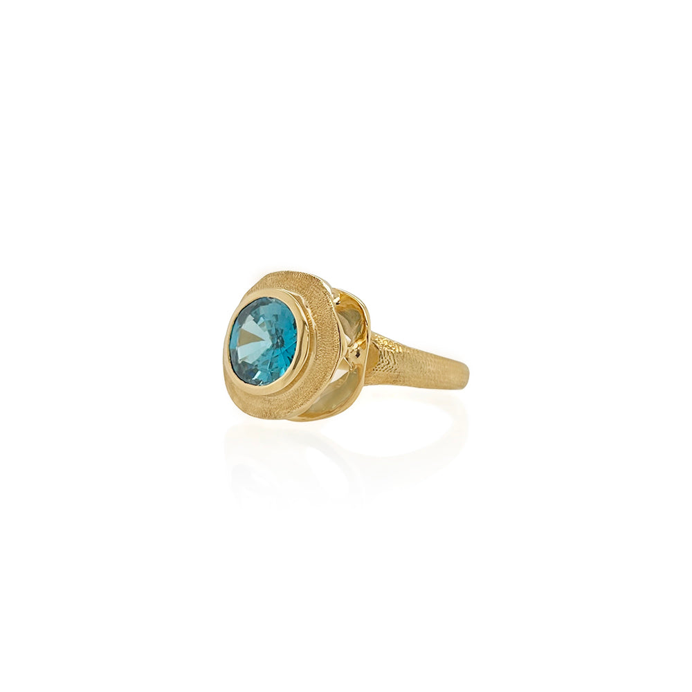 large blue zircon ring