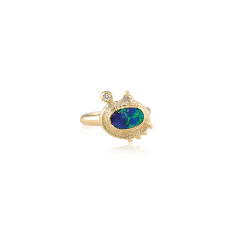 Embrace Ring with East/West-Set Oval Australian Boulder Opal