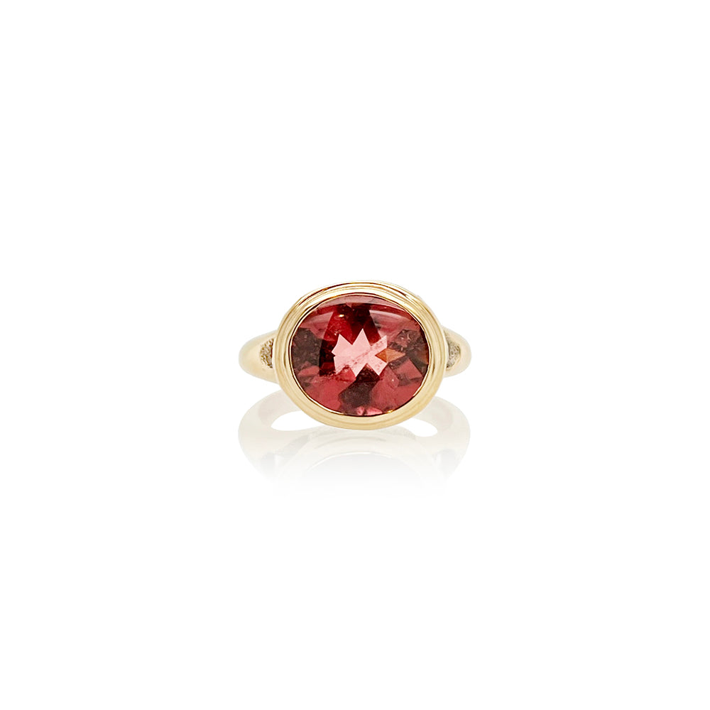 Large Oval Pink Tourmaline Ring