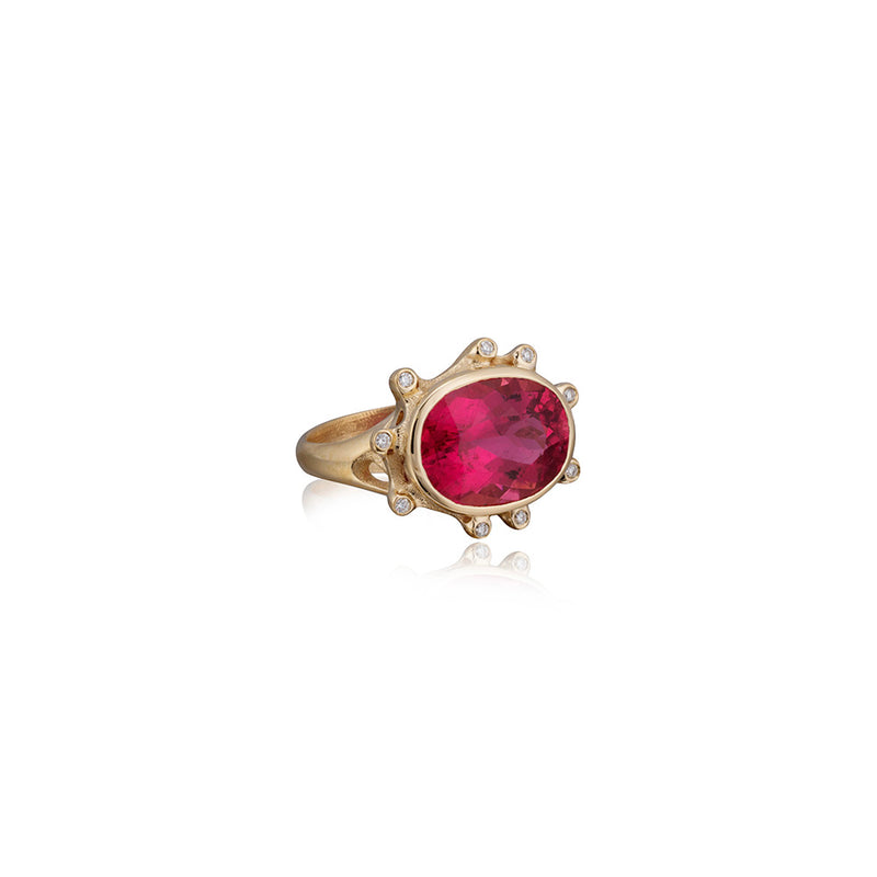 Large, Deep Pink Tourmaline "Coral" Ring