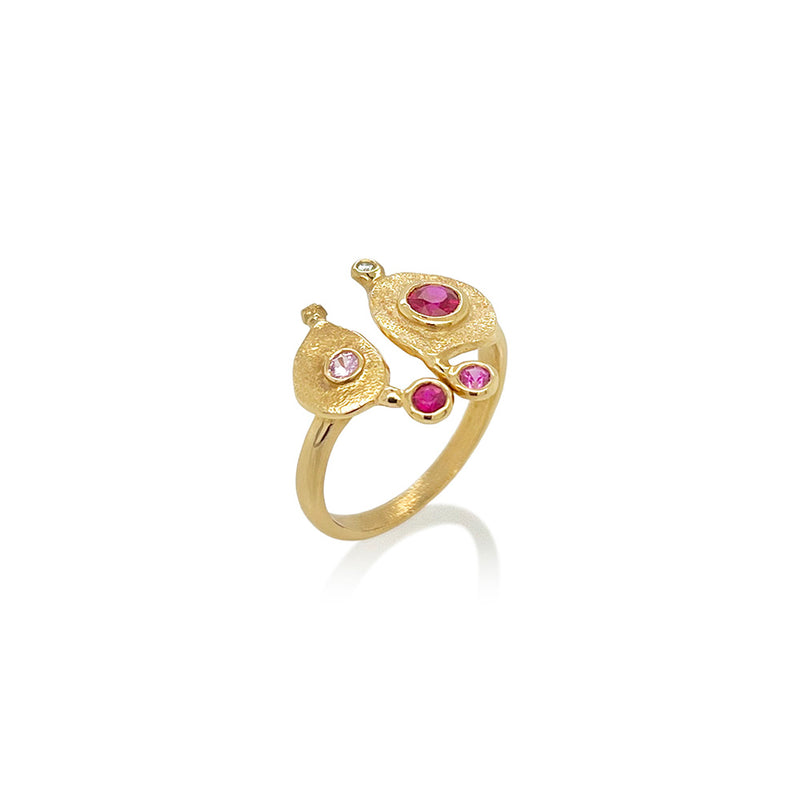 Double Embrace Ring with Sapphires and Diamonds