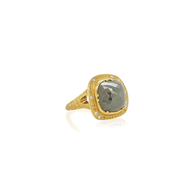 Large Grey Rose Cut Diamond Ring
