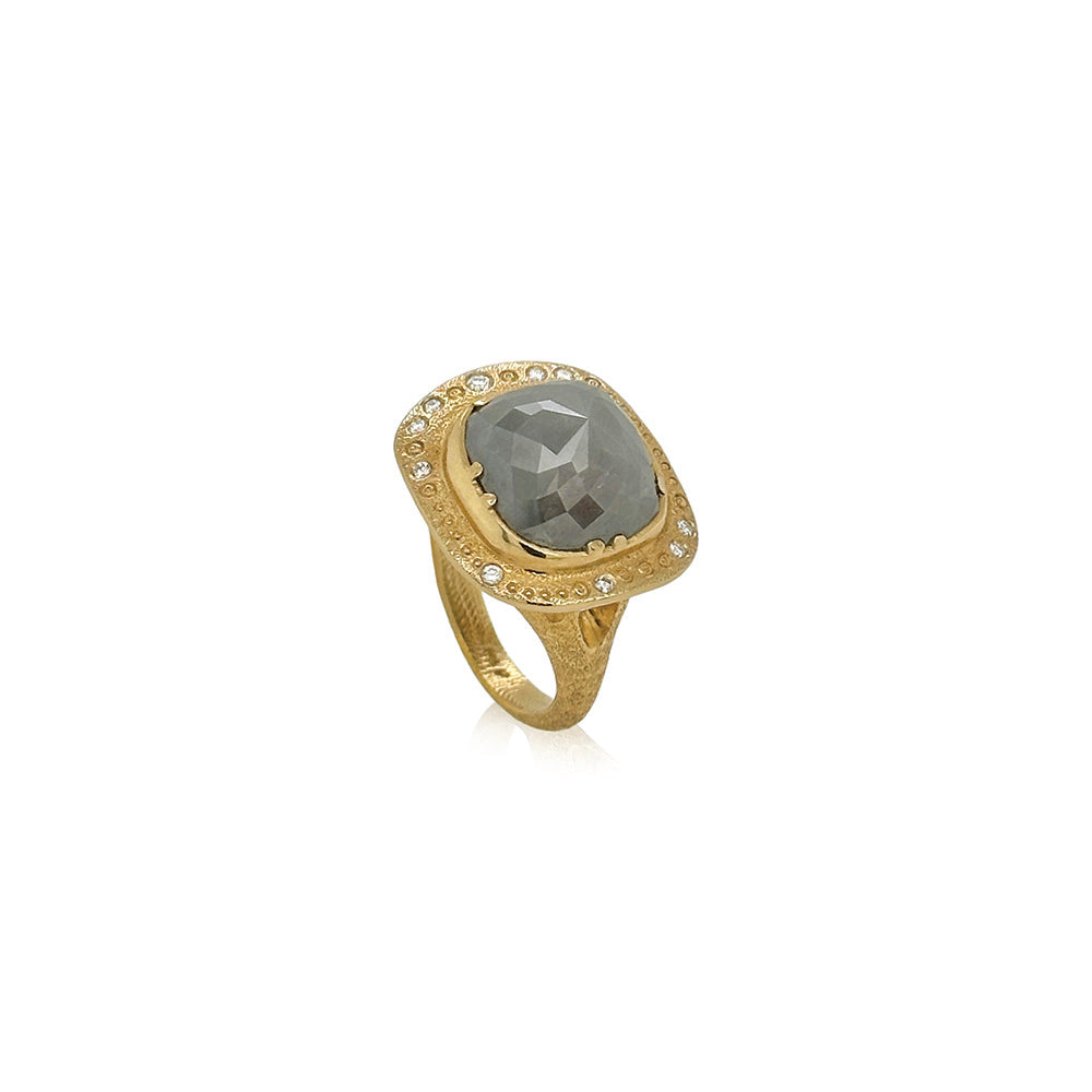 Large Grey Rose Cut Diamond Ring
