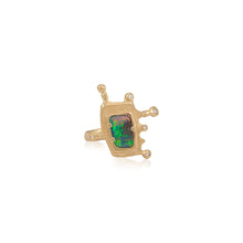 rectangular Australian boulder opal ring with diamonds