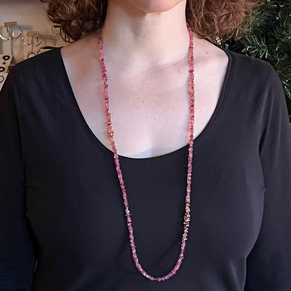Matte Finish Pink Tourmaline Necklace