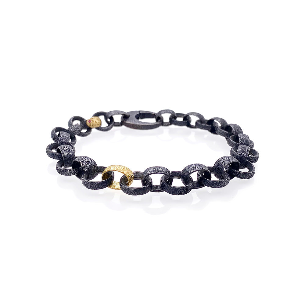 spiral pattered link bracelet