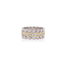 Platinum  and 18K Gold Ring with Channel Set Diamonds