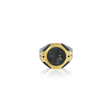 18K and Oxidized Sterling Silver Coin Ring
