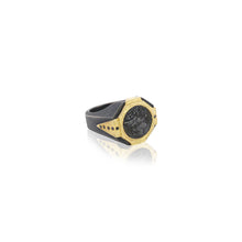 18K and Oxidized Sterling Silver Coin Ring