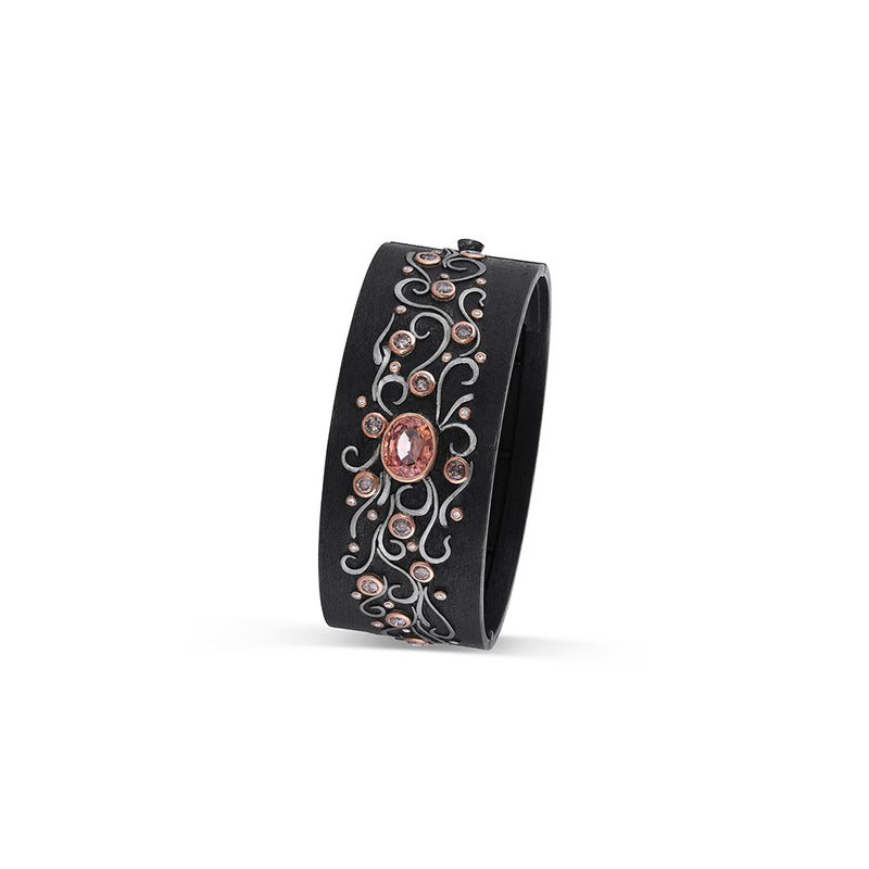 Zircon and Diamond Hinged Bangle Bracelet