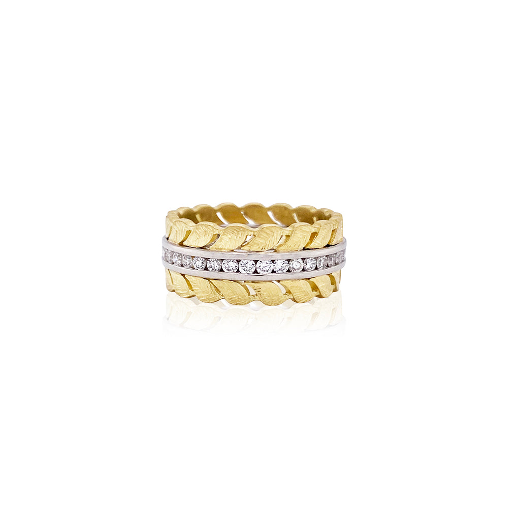18K and Platinum Ring with Channel Set Diamonds