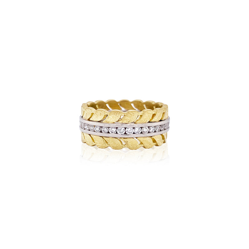 18K and Platinum Ring with Channel Set Diamonds
