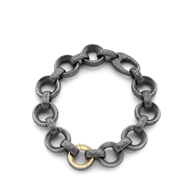 Swirl Patterned Round Link Bracelet