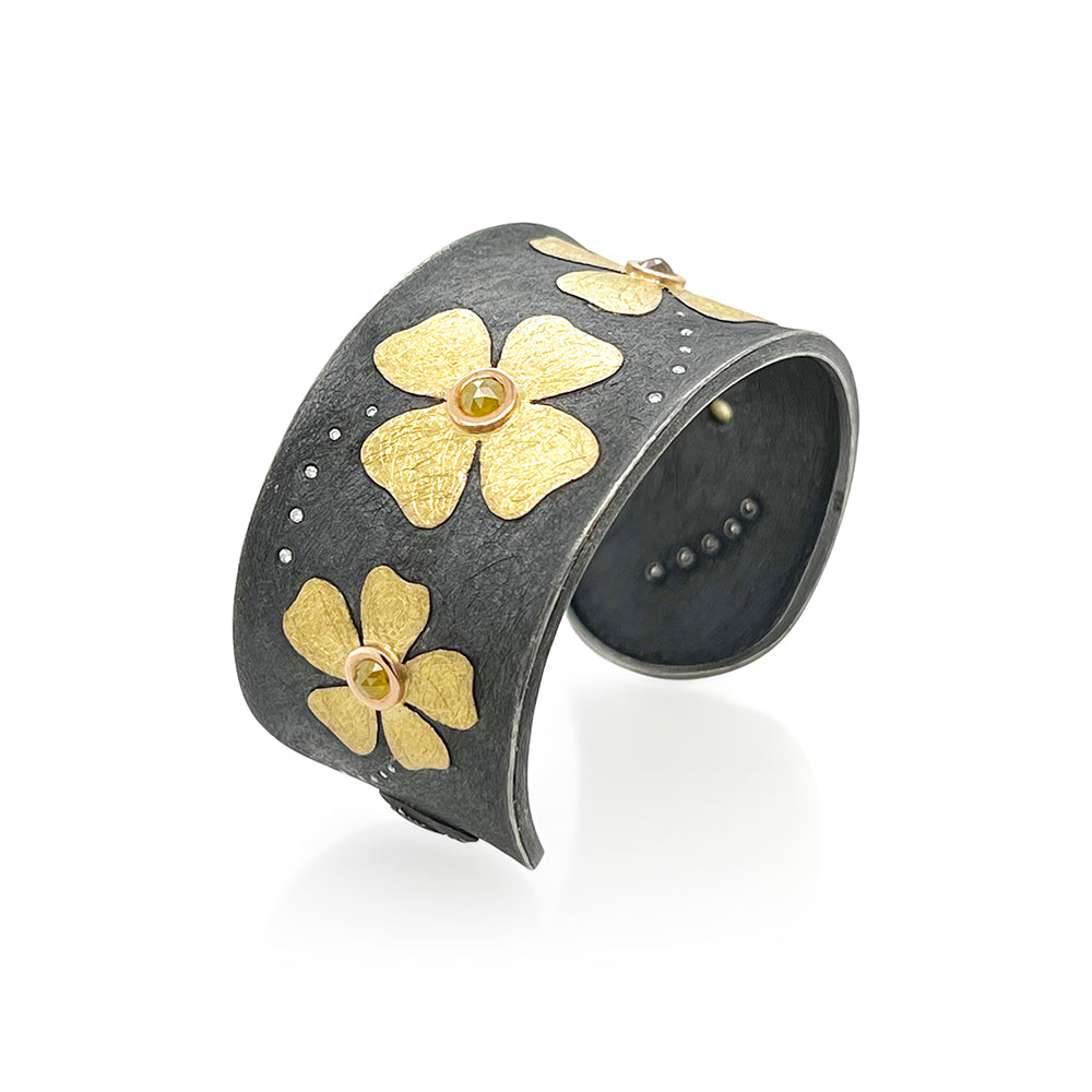 4 petal rose cut diamond cuff