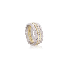 Platinum  and 18K Gold Ring with Channel Set Diamonds