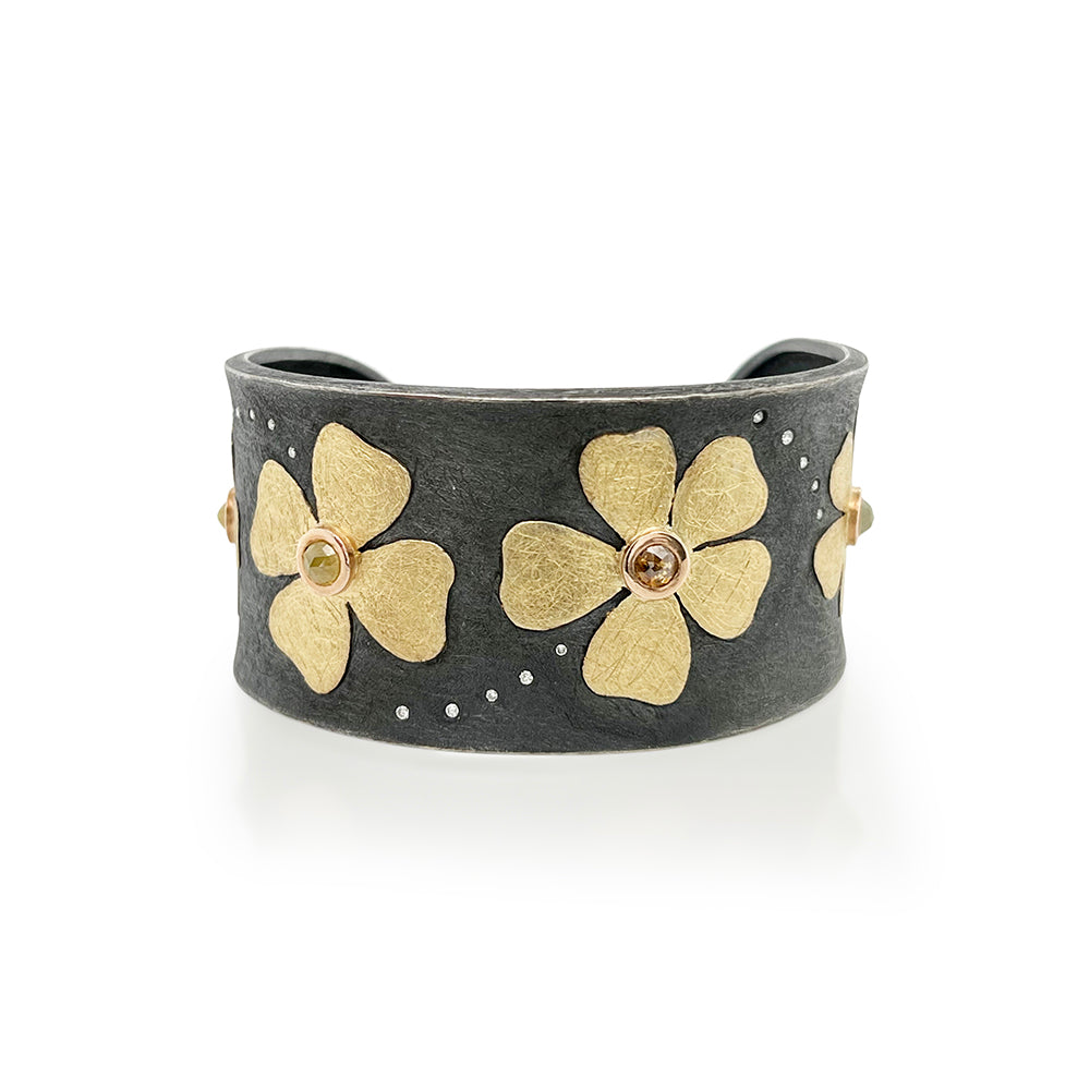 4 petal rose cut diamond cuff