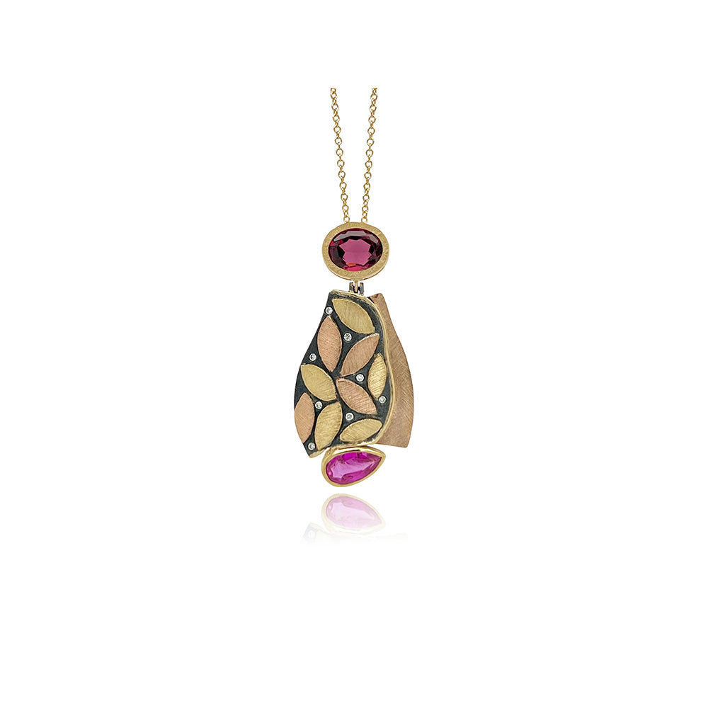 rhodolite garnet and sapphire pendant
