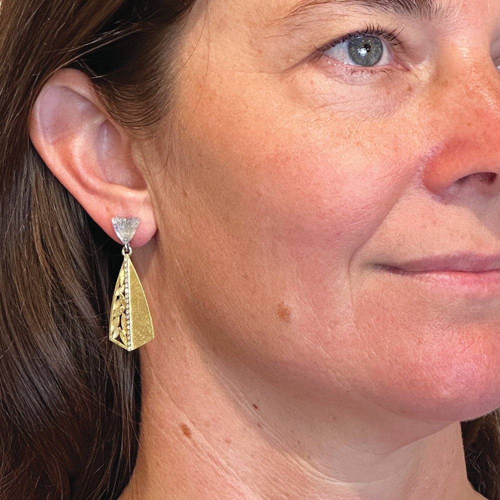 Carved Moonstone Double Leaf Earrings