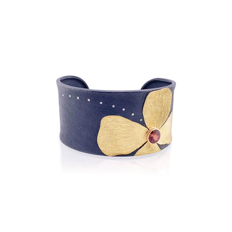 Cinamon Zircon Bracelet with Diamonds in 18K and Oxidized Sterling Silver