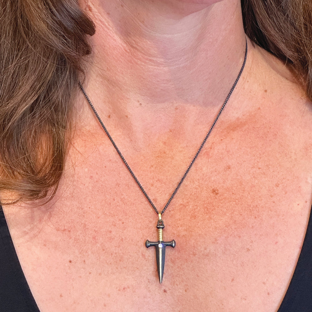 Dagger Pendant with Diamond