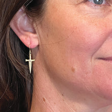 18K Yellow Gold "Sword Cross" Earrings with Diamonds