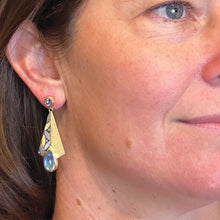 Moonstone and Tanzanite Earrings with Diamonds