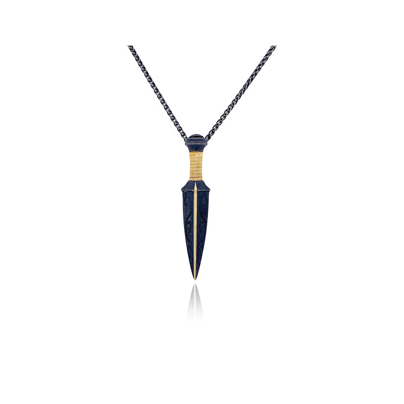 Dagger Pendant in Oxidized Sterling Silver and 18K