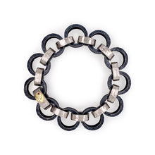 Hand-Forged, Mixed Link Bracelet in Platinum and Oxidized Sterling Silver