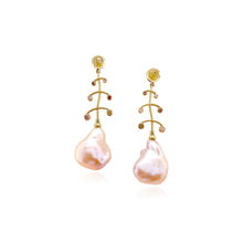 Baroque pearl and laurel top earrings