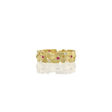 flower ring with rubies and diamonds
