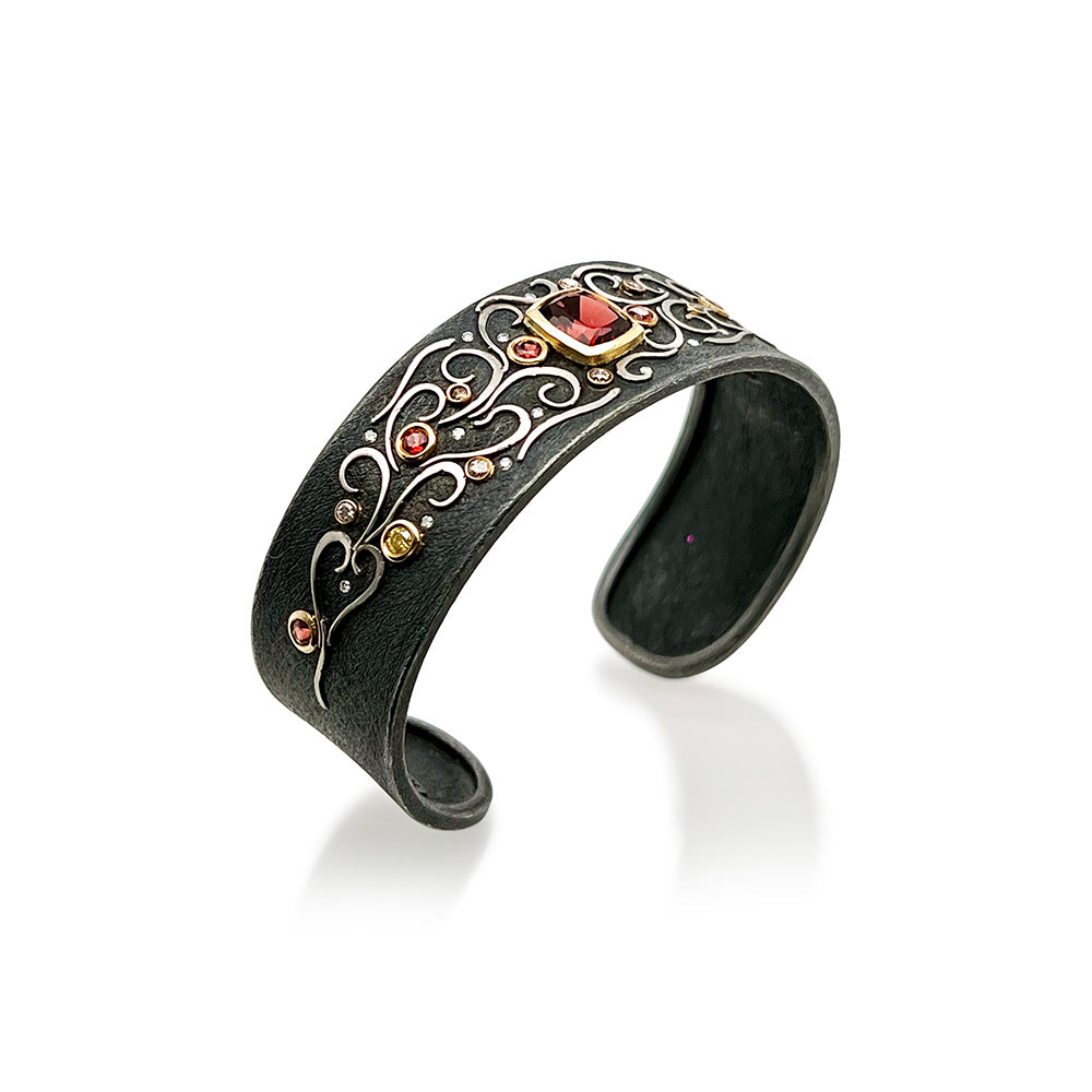 garnet, sapphire and diamond cuff