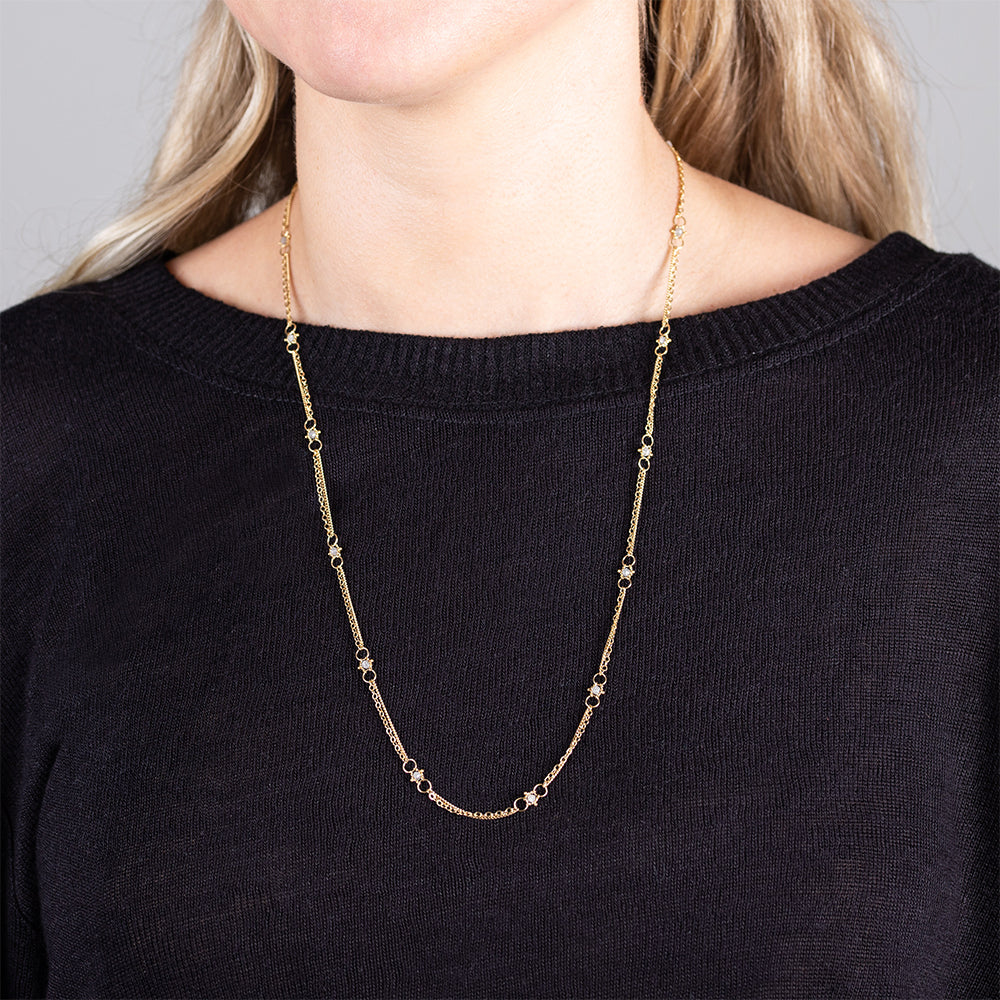 Whisper Chain Silver Diamond Necklace