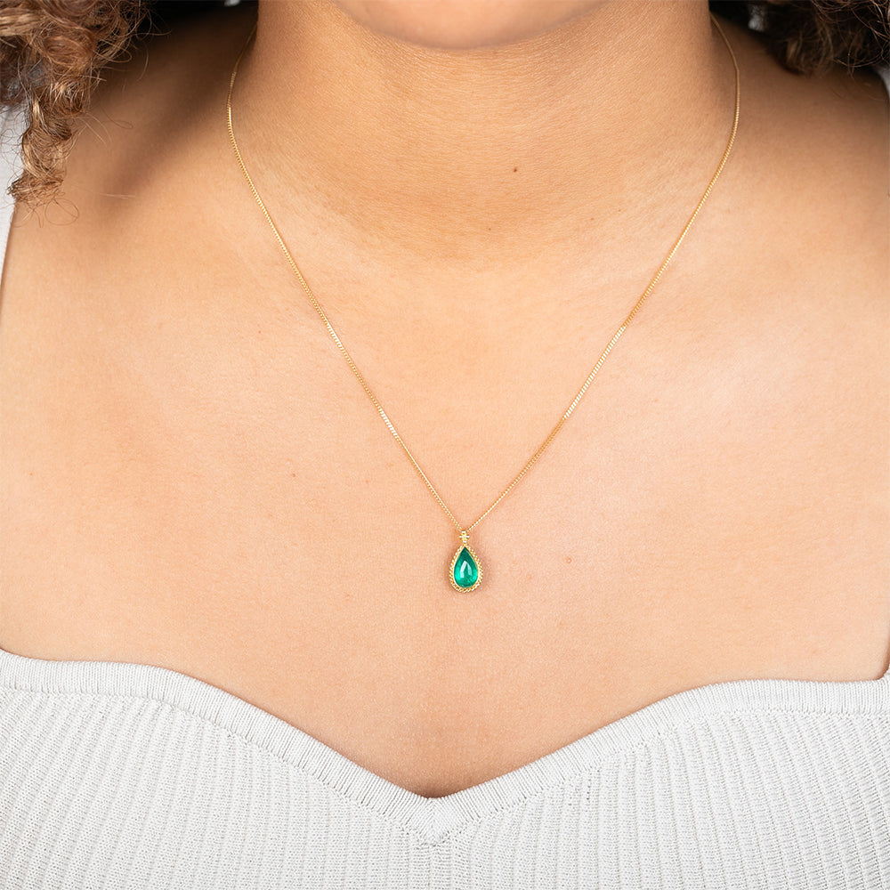 One-Of-A-Kind Tear Drop-Shaped Emerald Necklace