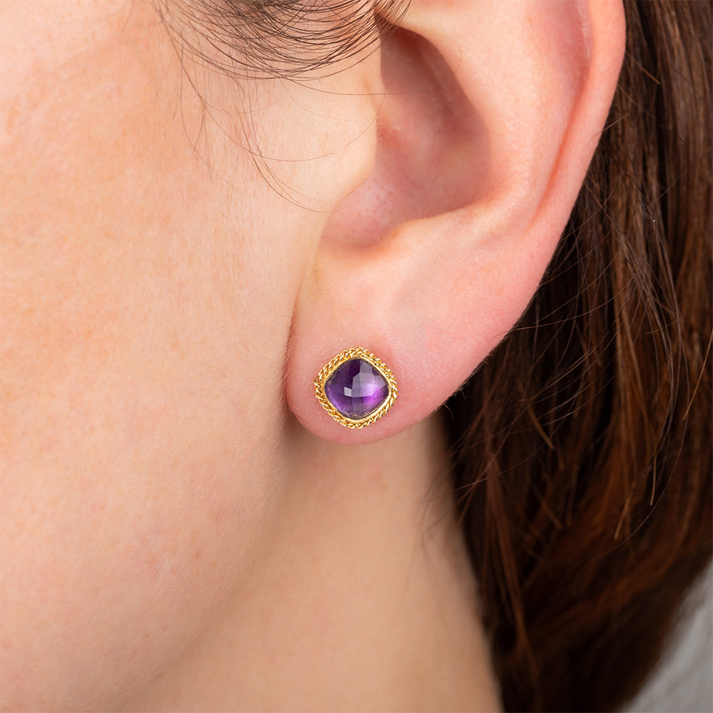 One-Of-A-Kind Amethyst Woven Earrings