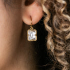 One-Of-A-Kind White Topaz Drop Earrings with Woven Chain Surround