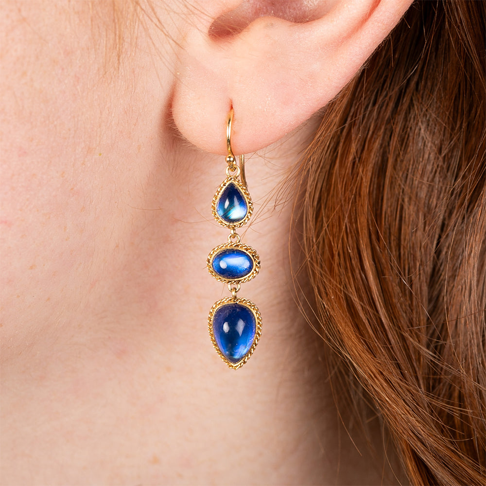 One-Of-A-Kind Blue Moonstone Earrings